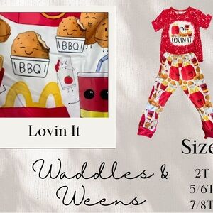 Red Fast Food Themed Pajama Set